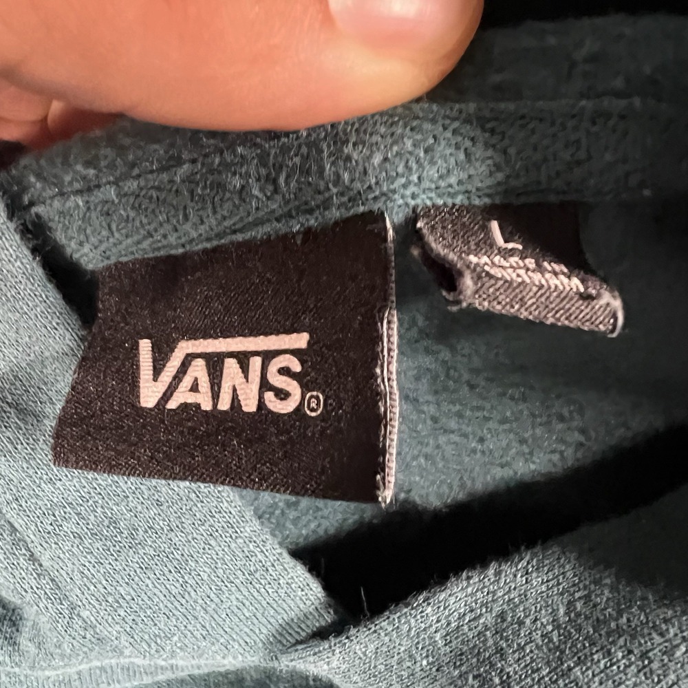 Vans Women's Large Pullover Hoodie Green Logo Fleece Sweatshirt - Picture 8 of 10